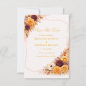 Save The Date Annonce Chaleureuse Florale d'Automne (Devant)