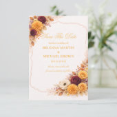 Save The Date Annonce Chaleureuse Florale d'Automne (Debout devant)