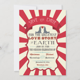 Save The Date Annonce d'annonce de date de rétro-vintage de cirq