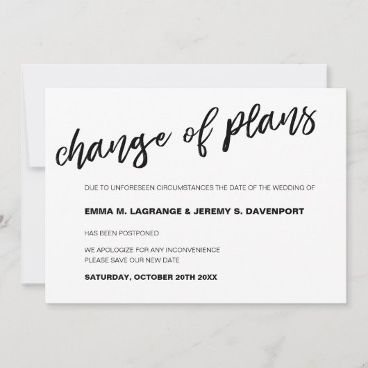 Save The Date Annonce de changement de date de mariage (Devant)