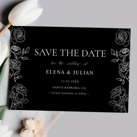 Save The Date Annonce de date de mariage formel Rose Noir Blanc