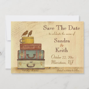 Save The Date Annonce de Date de Mariage Oiseaux Amoureux Prêts 