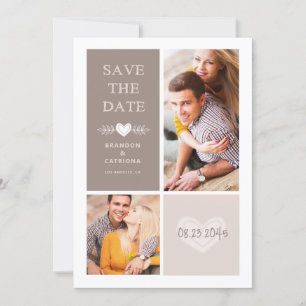 Save The Date Annonce de date de sauvegarde Rustic Heart Doodles