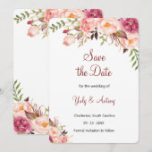 Save The Date Annonce de jardin de roses Botanical Blush (Devant / Derrière)
