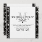 Save The Date Annonce de lustre à monogramme "Save the Date" (Devant / Derrière)