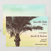 Save The Date Annonce de mariage à la paume de coucher de soleil (Devant / Derrière)