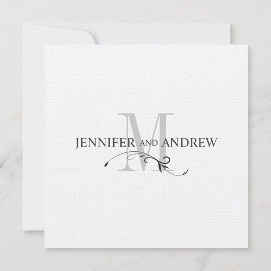 Save The Date Annonce de mariage avec monogramme blanc pour rése (Dos)
