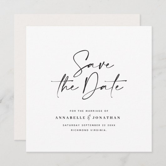Save The Date Annonce de mariage en typographie manuscrite moder (Devant / Derrière)