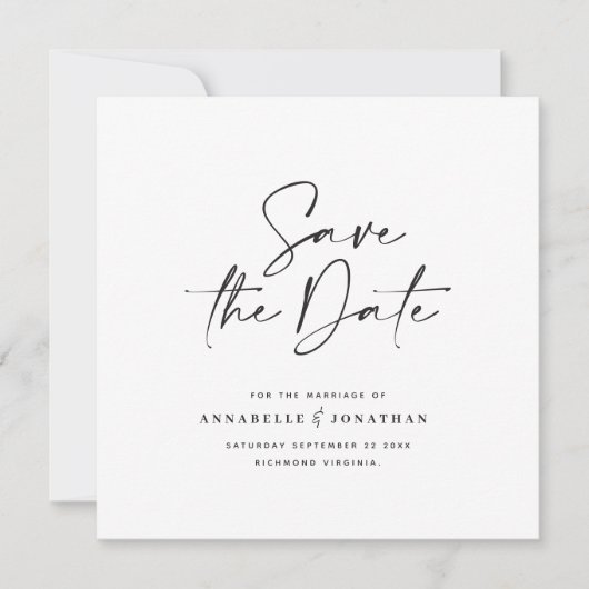 Save The Date Annonce de mariage en typographie manuscrite moder (Devant)
