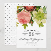 Save The Date Annonce de mise en garde de fleurs botaniques (Devant / Derrière)
