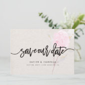 Save The Date Annonce de mise en garde | Fleur rose (Debout devant)