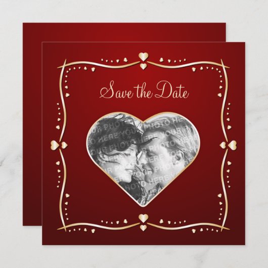 Save The Date Annonce de mise en vente de cœurs dorés (Devant / Derrière)