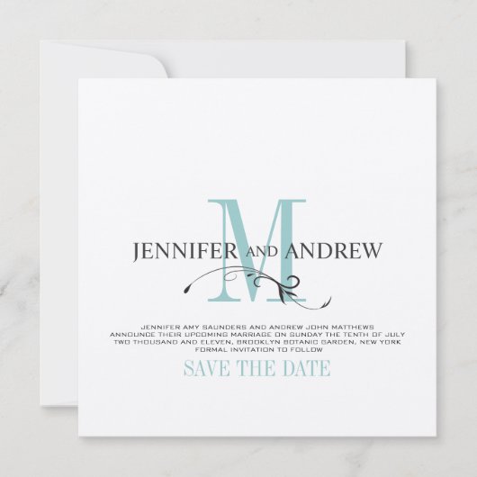 Save The Date Annonce de monogramme pour la date de sauvegarde b (Devant)