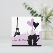 Save The Date Annonce de Paris Enregistrer la Date (Violet 2) (Debout devant)