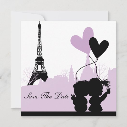 Save The Date Annonce de Paris Enregistrer la Date (Violet 2) (Devant)