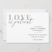 Save The Date Annonce de report de mariage : L'amour est patient (Devant)