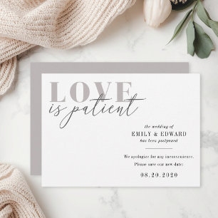 Save The Date Annonce de report de mariage : L'amour est patient