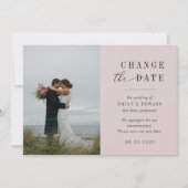 Save The Date Annonce de report de mariage rose moderne (Devant)