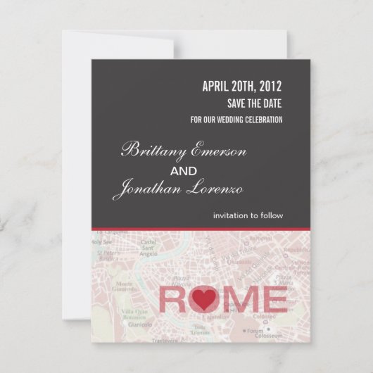 Save The Date Annonce de sauvegarde de date à Rome Italie (Devant)