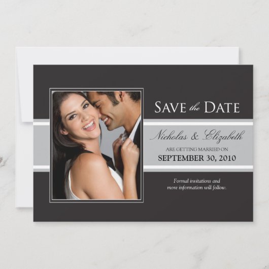 Save The Date Annonce de sauvegarde de date Bold Silver Stripe (Devant)