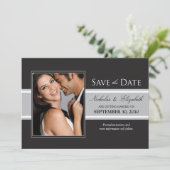 Save The Date Annonce de sauvegarde de date Bold Silver Stripe (Debout devant)