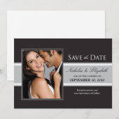 Save The Date Annonce de sauvegarde de date Bold Silver Stripe (Devant / Derrière)
