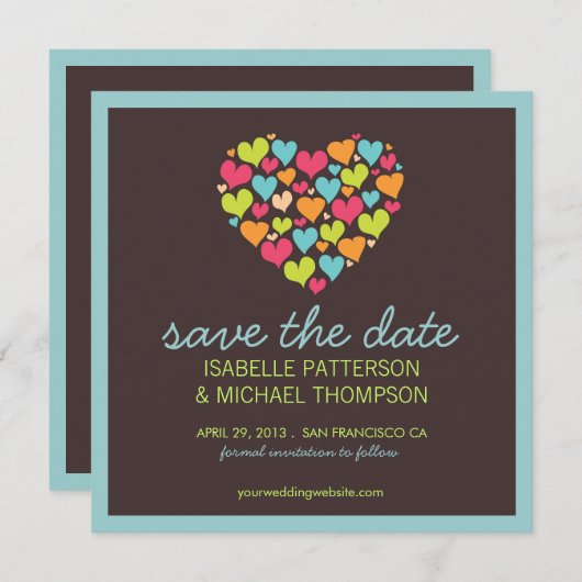 Save The Date Annonce de sauvegarde de date de nombreux cœurs d' (Devant / Derrière)