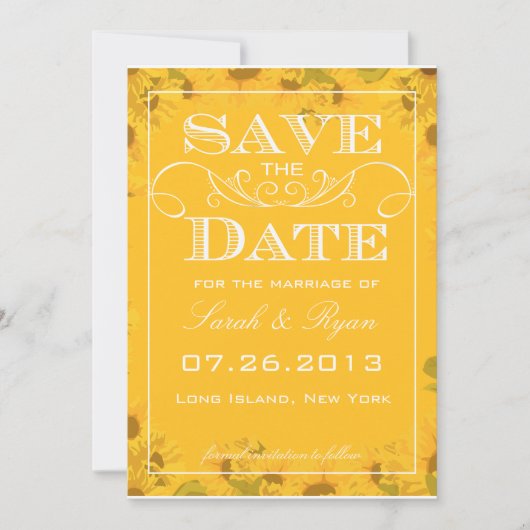 Save The Date Annonce de sauvegarde de date de Tournesol (Devant)