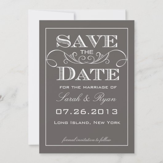 Save The Date Annonce de sauvegarde de date grise moderne (Devant)