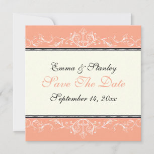 Save The Date Annonce de sauvegarde de date ornée de corail blan