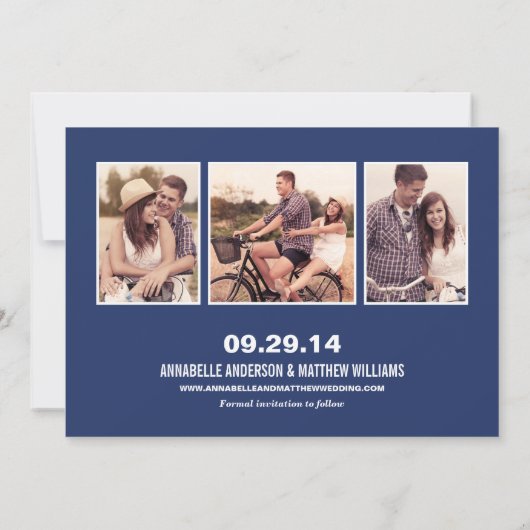 Save The Date Annonce de sauvegarde de date | Rayure de côté rét (Dos)