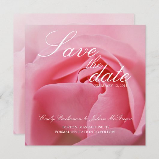 Save The Date Annonce de sauvegarde de date • Rose rose (Devant / Derrière)