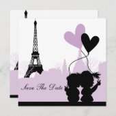 Save The Date Annonce de sauvegarde de la date à Paris (Violet 2 (Devant / Derrière)