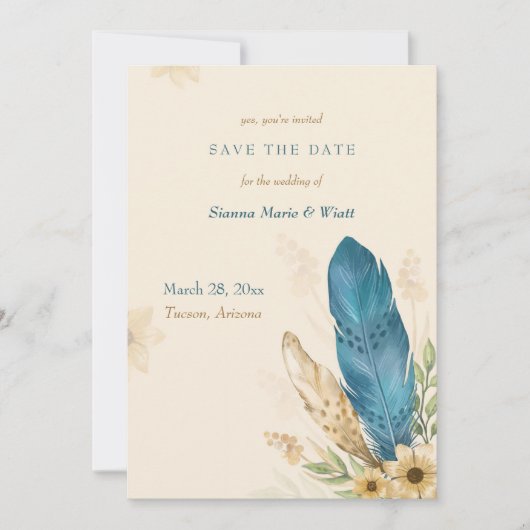 Save The Date Annonce de "Save the Date" Bohème de Pampas (Devant)
