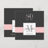 Save The Date Annonce élégante de gris et rose pour la date de s (Devant / Derrière)