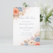 Save The Date Annonce Élégante Florale Pastel (Debout devant)