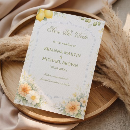 Save The Date Annonce Fleurie de Citron Douce