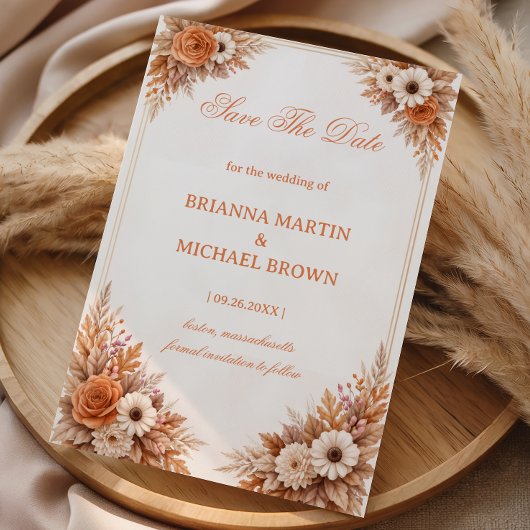 Save The Date Annonce Florale Automne Chaud