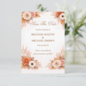 Save The Date Annonce Florale Automne Chaud (Debout devant)