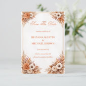 Save The Date Annonce Florale Automne Chaud (Debout devant)