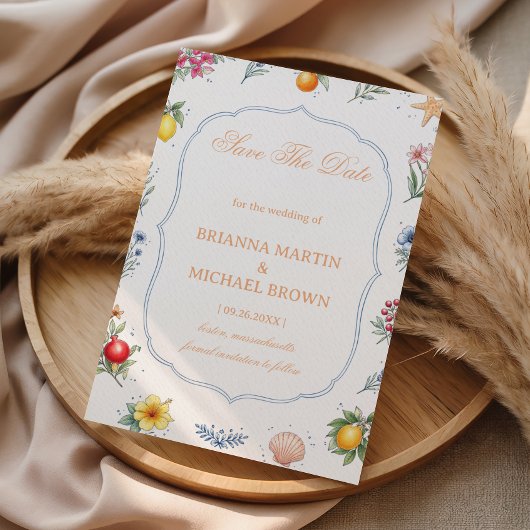 Save The Date Annonce Florale Citrus Côtière