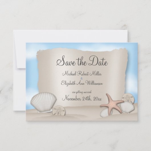 Save The Date Annonces de mariage sur la plage à conserver pour (Devant)