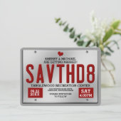 Save The Date Annonces de sauvegarde de date de permis rouge (Debout devant)