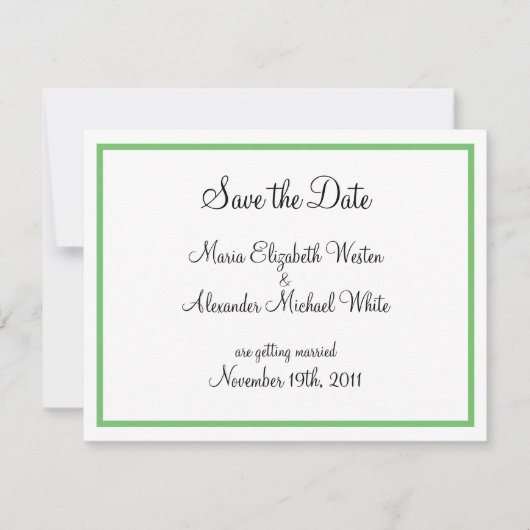Save The Date Annonces d'enregistrement de date à contour vert (Devant)