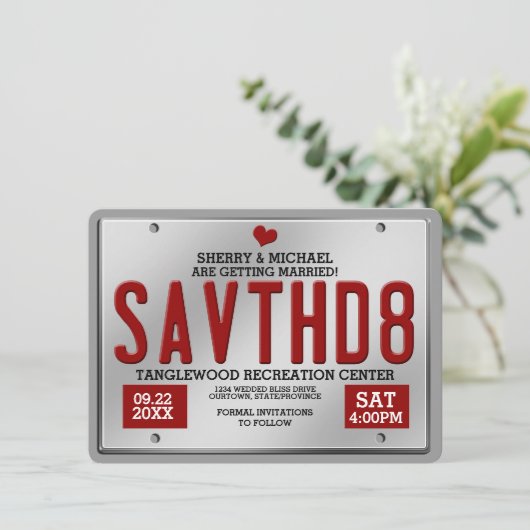 Save The Date Annonces d'enregistrement de date de licence rouge (Debout devant)