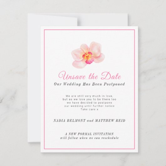 Save The Date Annulation de la date de mariage reportée (Devant)