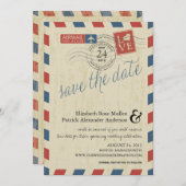 Save The Date Antique Airmail Enregistrer la date (Devant / Derrière)