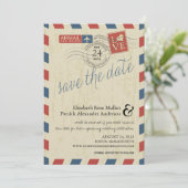Save The Date Antique Airmail Enregistrer la date (Debout devant)