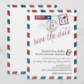 Save The Date Antique Airmail Enregistrer la date (Devant / Derrière)
