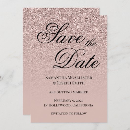 Save The Date Antique Dusty rose brillant (Devant / Derrière)